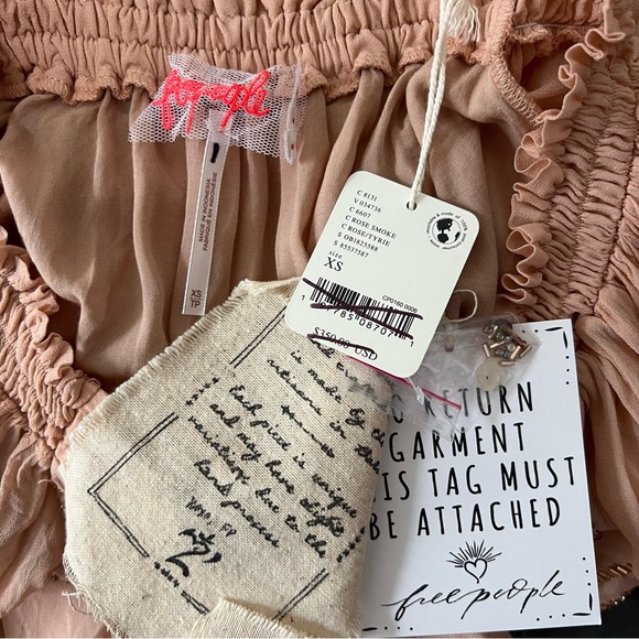 NEW NWT Free People Off The Shoulder Embellished Moon Gleam Dress Rose Smoke - Picture 8 of 10